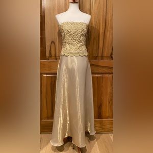 VTG Scott McClintock, Millennium/Y2K/2000, Gold Metallic Strapless Formal Gown 8